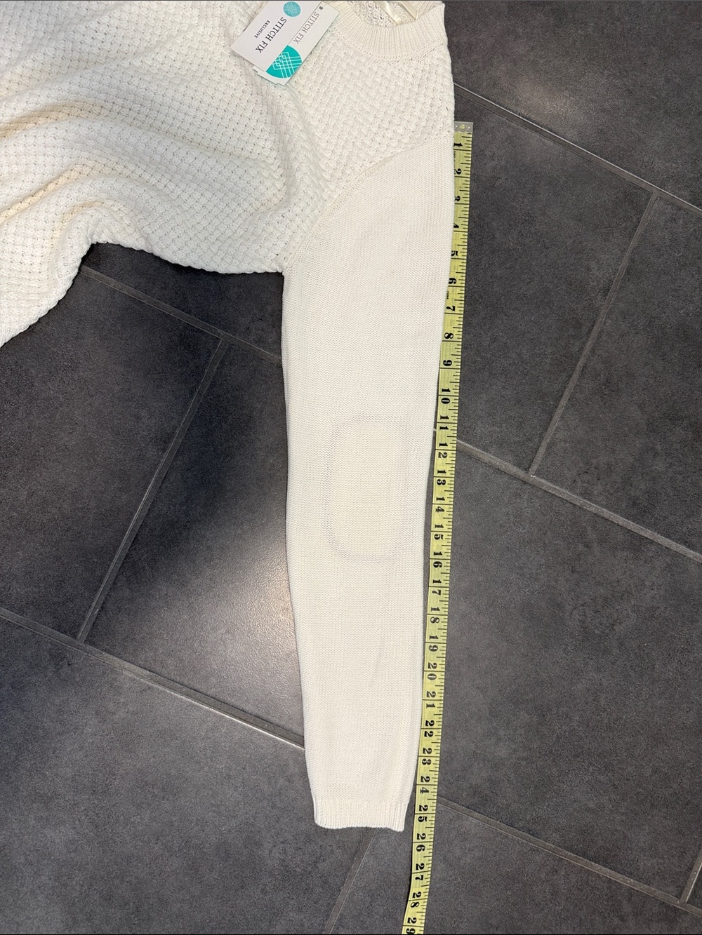 Lety & Me Josey Elbow Patch Cream Textured Crewneck Sweater S - Picture 12 of 16